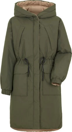 DIDRIKSONS Anna Omkeerbare Parka Dames, Groen/beige