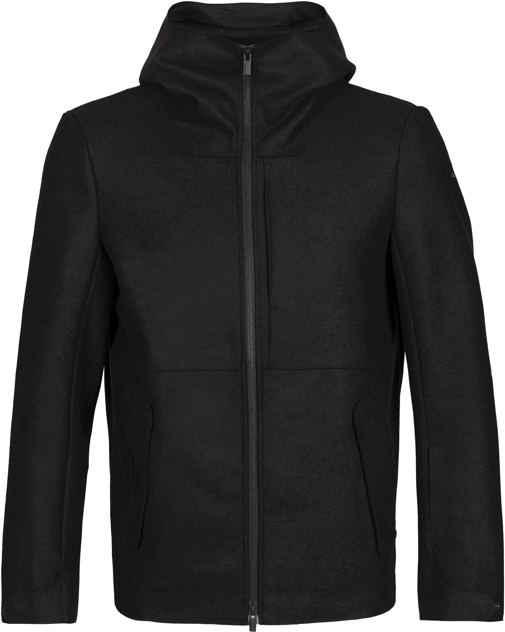 Icebreaker Felted Merino Hooded Jacket Heren, Zwart 3 Icebreaker Felted Merino Hooded Jacket Heren, Zwart