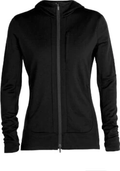 Icebreaker Quantum III LS Zip Hoodie Dames, Zwart