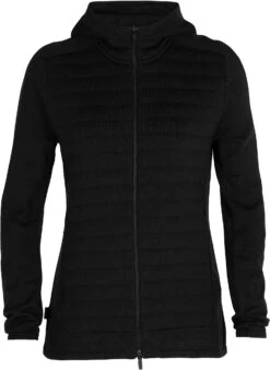 Icebreaker ZoneKnit LS Zip Hood Women, Zwart