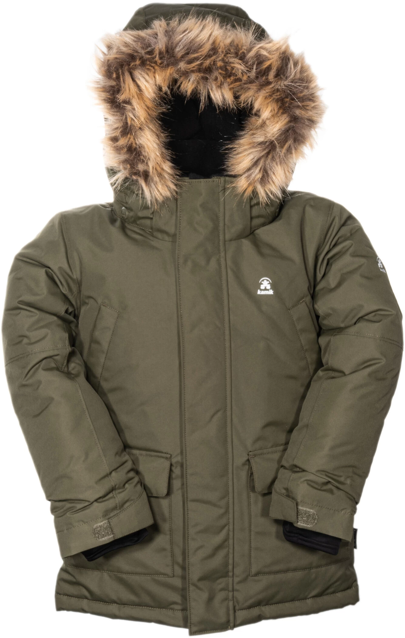 Kamik Aden Bontkraag Parka Meisjes, Olijf 3 Kamik Aden Bontkraag Parka Meisjes, Olijf