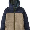 Patagonia Down Sweater Omkeerbare Hoody Kinderen, Blauw/beige -Winter Mode Winkel patagonia down sweater reversible hoody kids blue tlne 1