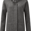 Sherpa Lhamu Knoop Jas Dames, Grijs -Winter Mode Winkel sherpa lhamu button coat women kharani grey 1