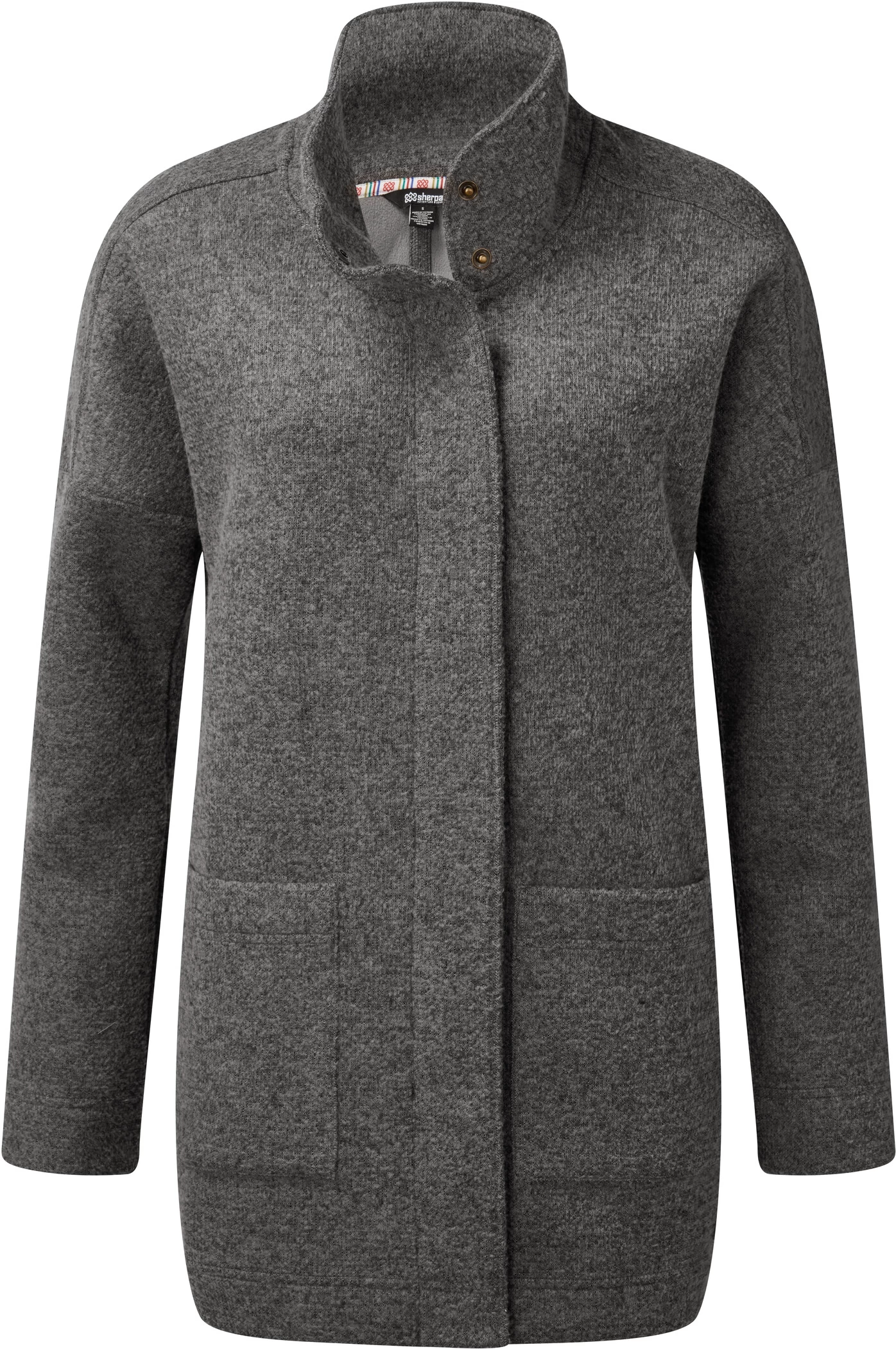 Sherpa Lhamu Knoop Jas Dames, Grijs 3 Sherpa Lhamu Knoop Jas Dames, Grijs