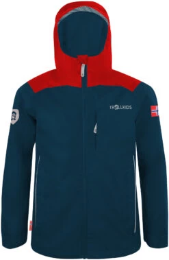 TROLLKIDS Bergen Jas Kinderen, Blauw/rood