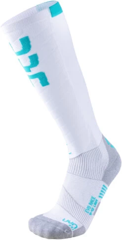UYN Evo Race Skisokken Dames, Wit/blauw